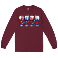 Burgundy American wine glasses Long Sleeve Tee - Zillion Design Studio
