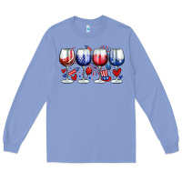 Colony Blue American wine glasses Long Sleeve Tee - Zillion Design Studio