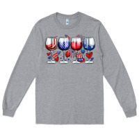 Heather Grey American wine glasses Long Sleeve Tee - Zillion Design Studio