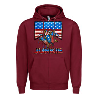 Burgundy American junkie Zipper Hoodie - Neo Western