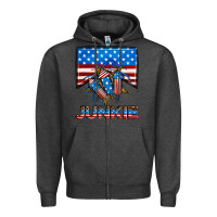 Charcoal Heather American junkie Zipper Hoodie - Neo Western