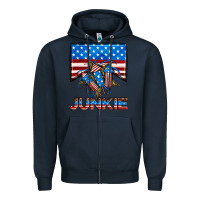 Navy American junkie Zipper Hoodie - Neo Western