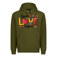 Army Green teach love inspire Premium Hoodie - MaliasSmallBusiness