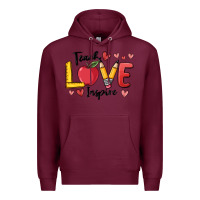 Burgundy teach love inspire Premium Hoodie - MaliasSmallBusiness
