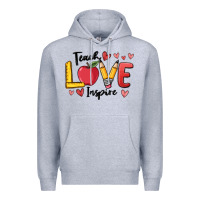 Heather Grey teach love inspire Premium Hoodie - MaliasSmallBusiness