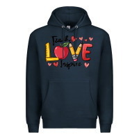 Navy teach love inspire Premium Hoodie - MaliasSmallBusiness