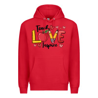 Red teach love inspire Premium Hoodie - MaliasSmallBusiness
