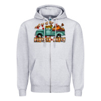 Heather Grey meet me af the pumpkin patch Zipper Hoodie - CowhideDigitalArt