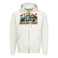 Oatmeal Heather meet me af the pumpkin patch Zipper Hoodie - CowhideDigitalArt