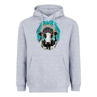 Heather Grey holstein indian headdress Heavyweight Hoodie - JahusDesignShop