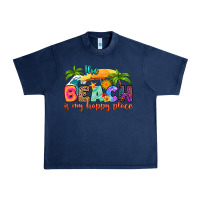 Navy the beach is my happy place Urban Heavy Tee - RanaPortraitStore