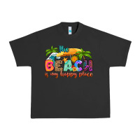 Pigment Black the beach is my happy place Urban Heavy Tee - RanaPortraitStore