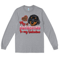 Heather Grey my dachshund is my valentine Long Sleeve Tee - RanaPortraitStore