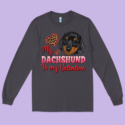 My Dachshund Is My Valentine Long Sleeve Tee Designed By Ranaportraitstore