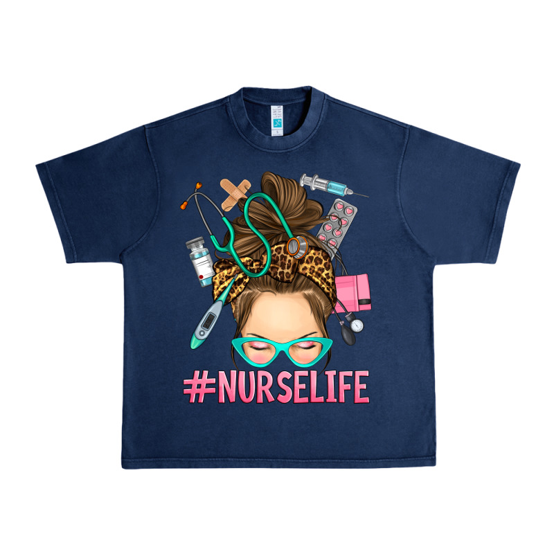 Messy Bun Nurse Life Urban Heavy Tee by RanaPortraitStore | Teevron