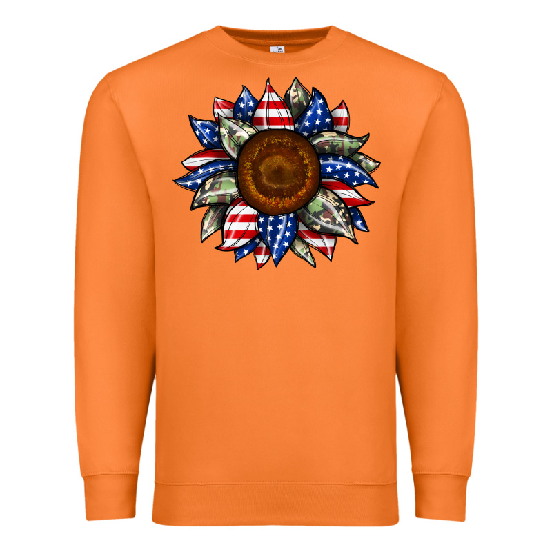 Sunflower American Flag Premium Sweatshirt by JahusDesignShop | Teevron