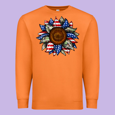 Sunflower American Flag Premium Sweatshirt Designed By Jahusdesignshop