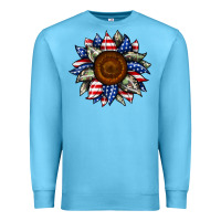Ocean Blue sunflower american flag Premium Sweatshirt - JahusDesignShop