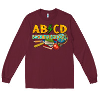 Burgundy abcd back to school Long Sleeve Tee - texasbilliewilder