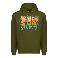 Army Green stay groovy Premium Hoodie - MaliasSmallBusiness