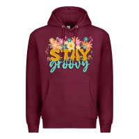 Burgundy stay groovy Premium Hoodie - MaliasSmallBusiness