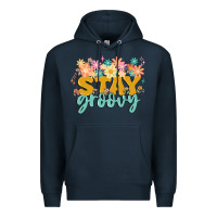 Navy stay groovy Premium Hoodie - MaliasSmallBusiness