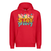 Red stay groovy Premium Hoodie - MaliasSmallBusiness