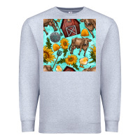 Heather Grey farm seamless pattern Premium Sweatshirt - BundleAndBundleShop