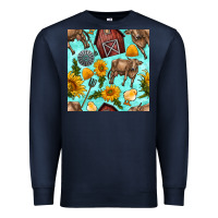 Navy farm seamless pattern Premium Sweatshirt - BundleAndBundleShop