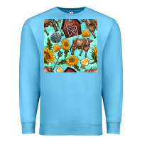 Ocean Blue farm seamless pattern Premium Sweatshirt - BundleAndBundleShop