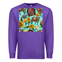 Purple farm seamless pattern Premium Sweatshirt - BundleAndBundleShop