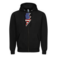 Black American lightning bold 4th of july Zipper Hoodie - CowGirlArtShop