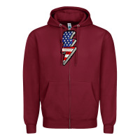Burgundy American lightning bold 4th of july Zipper Hoodie - CowGirlArtShop