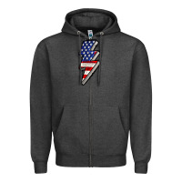 Charcoal Heather American lightning bold 4th of july Zipper Hoodie - CowGirlArtShop