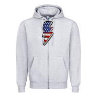 Heather Grey American lightning bold 4th of july Zipper Hoodie - CowGirlArtShop