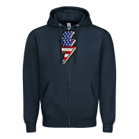 Navy American lightning bold 4th of july Zipper Hoodie - CowGirlArtShop