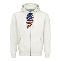 Oatmeal Heather American lightning bold 4th of july Zipper Hoodie - CowGirlArtShop