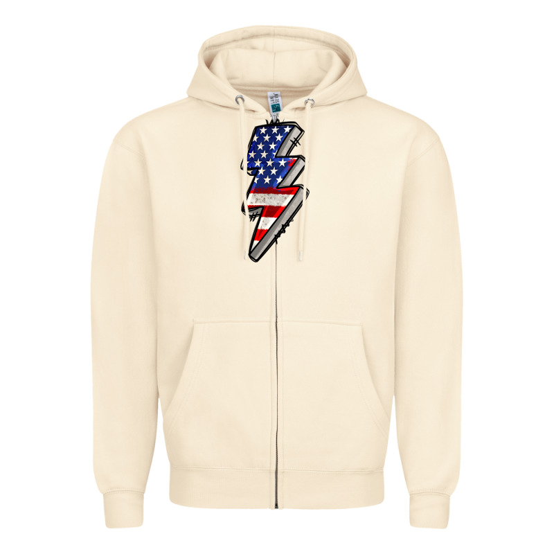 American Lightning Bold 4th Of July Zipper Hoodie by CowGirlArtShop | Teevron