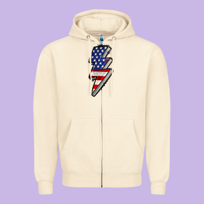 American Lightning Bold 4th Of July Zipper Hoodie Designed By Cowgirlartshop