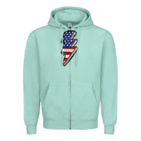 Seafoam American lightning bold 4th of july Zipper Hoodie - CowGirlArtShop