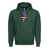 Sports Green American lightning bold 4th of july Zipper Hoodie - CowGirlArtShop