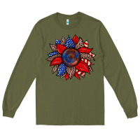 Army Green American flag leopard sunflower Long Sleeve Tee - Zillion Design Studio