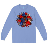 American Flag Leopard Sunflower Long Sleeve Tee | Teevron