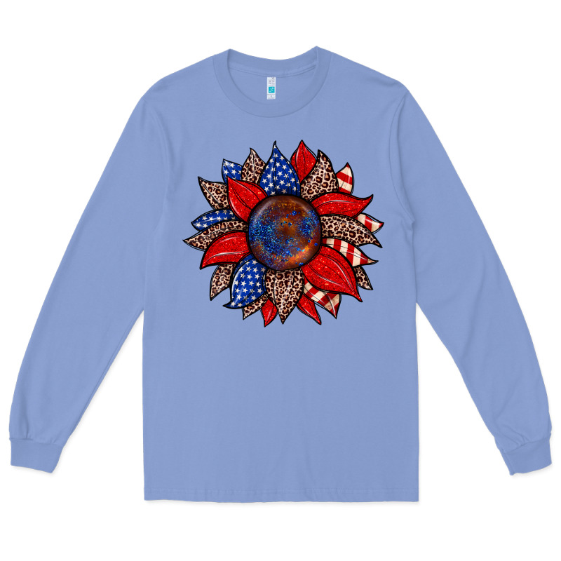 American Flag Leopard Sunflower Long Sleeve Tee by Zillion Design Studio | Teevron