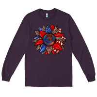 Plum American flag leopard sunflower Long Sleeve Tee - Zillion Design Studio