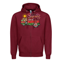 Burgundy hello summer Zipper Hoodie - SublimationCraftShop