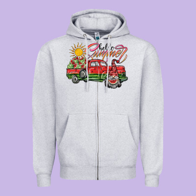 Hello Summer Zipper Hoodie Designed By Sublimationcraftshop