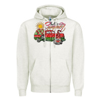 Oatmeal Heather hello summer Zipper Hoodie - SublimationCraftShop
