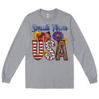 Heather Grey small town usa Long Sleeve Tee - Zillion Design Studio