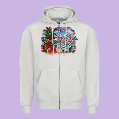 Hello Summer Zipper Hoodie Designed By Sublimationcraftshop